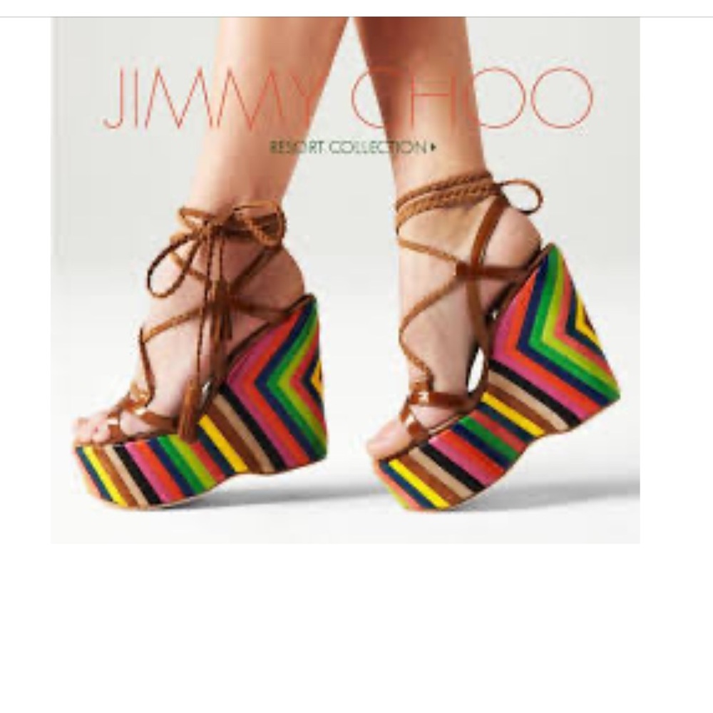 Jimmy Choo size 8 rainbow pearl wedge